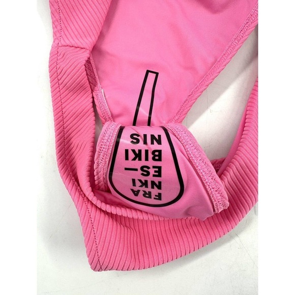 Frankies Bikinis Enzo Ribbed Cheeky Bikini Bottom Cherub Barbie Pink Medium New - Picture 13 of 13